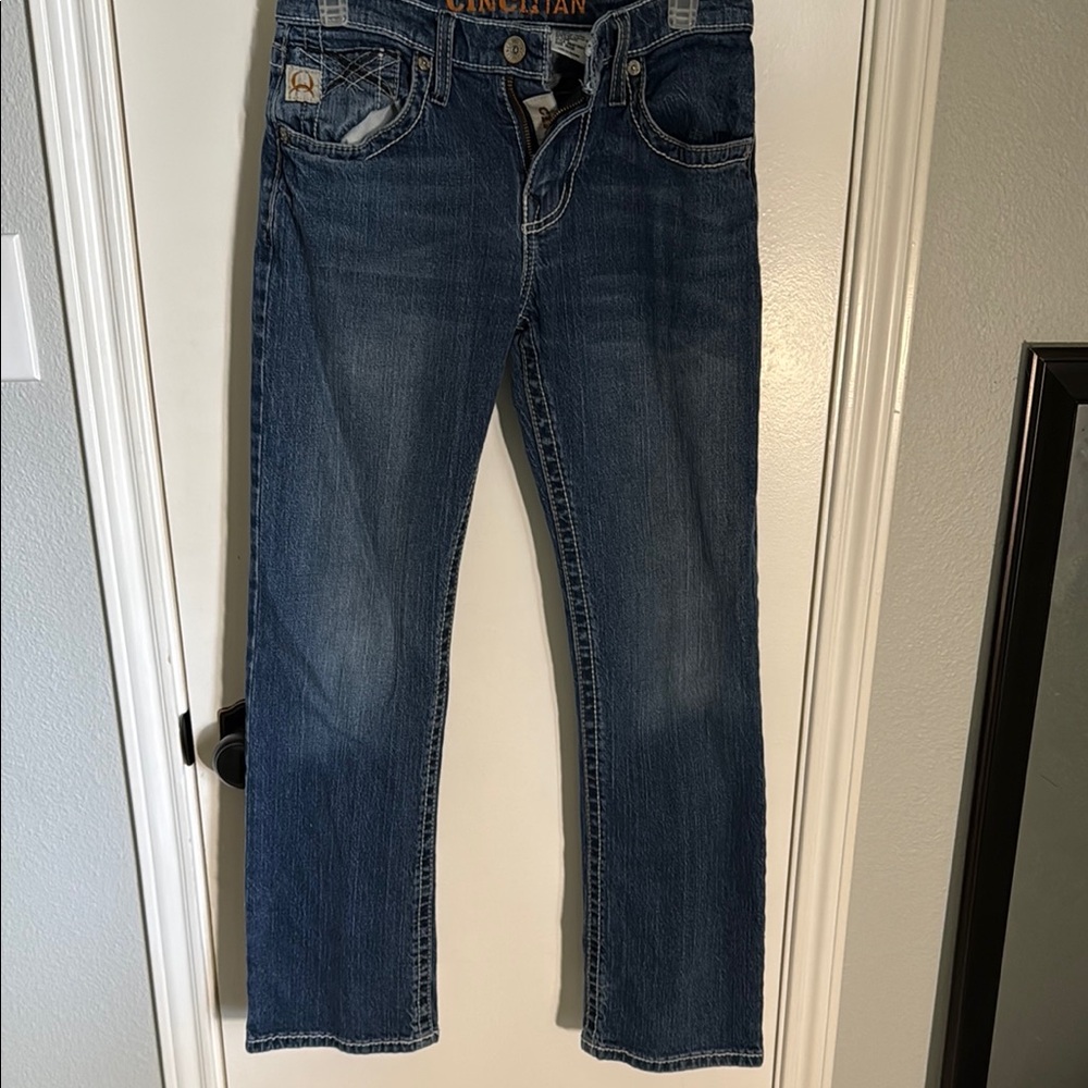 Cinch Blue Bootcut Jeans with Contrast Stitching